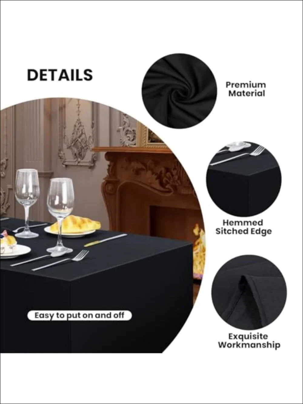 2 Pack Fitted Tablecloth 6 FT Rectangular Water Resistant Polyester Table Cover